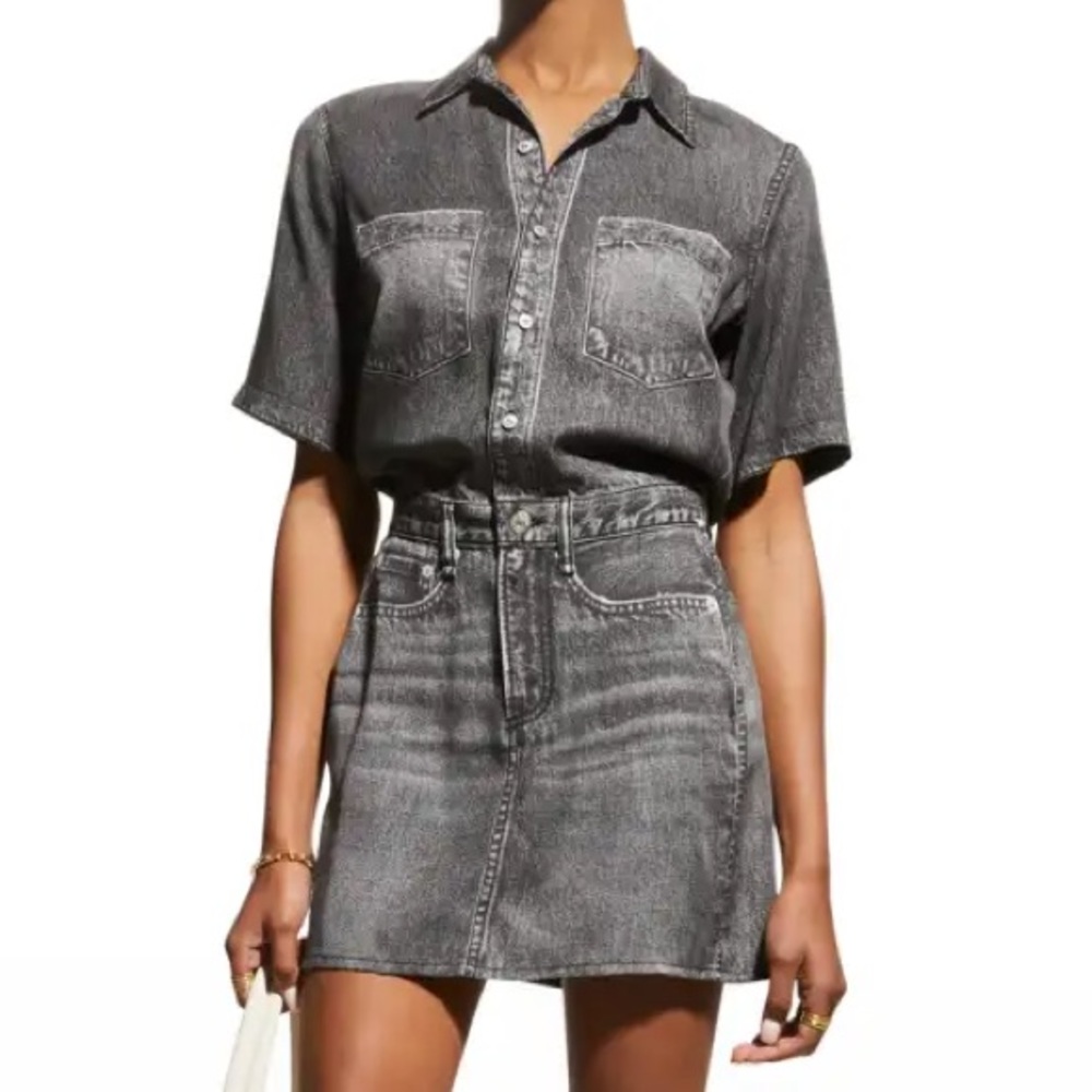 Rag & Bone Button-Front Miramar Cotton Printed Terry Mini Dress